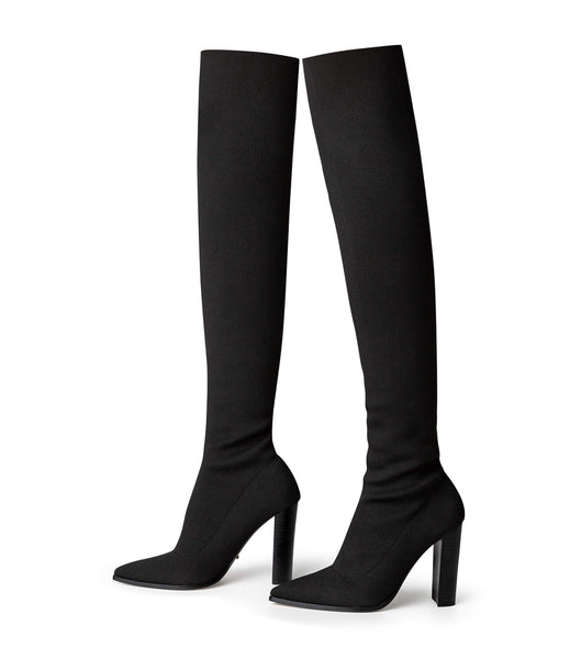 Tony Bianco Lucca Black Sock Knit 10.3cm Heeled Boots Black | UIETG59378