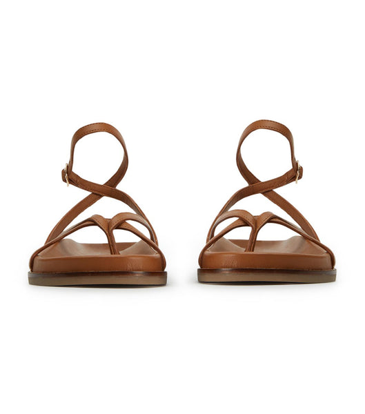 Tony Bianco Lucie Tan Nappa 1.5cm Flat Sandals Brown | IEQCS19090