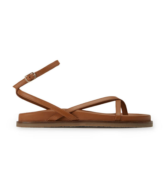 Tony Bianco Lucie Tan Nappa 1.5cm Flat Sandals Brown | IEQCS19090