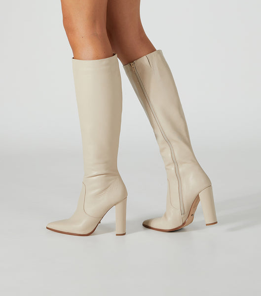 Tony Bianco Lucille Vanilla Venice 10.3cm Mid Calf Boots Light Yellow | IEJZR70561