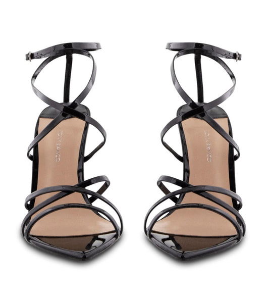 Tony Bianco Marcy Black Patent 10.5cm Strappy Heels Black | DIEVO40647