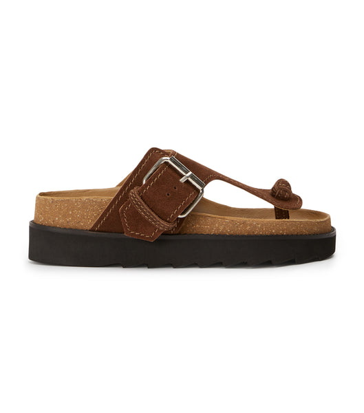 Tony Bianco Marlo Choc Suede 3cm Flat Sandals Brown | EIEHC95634