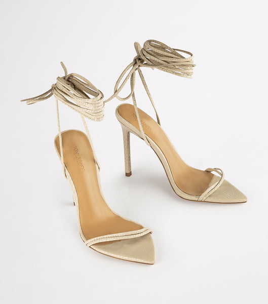 Tony Bianco Millie Vanilla Snake 10.5cm Bridal Heels Light Yellow | IECVG16504