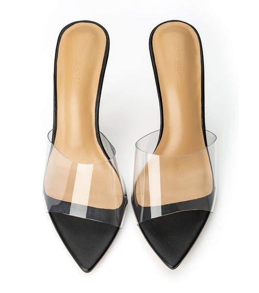 Tony Bianco Mylo Clear Vinylite/Black 10.5cm Event Heels Black | IEIIZ44817