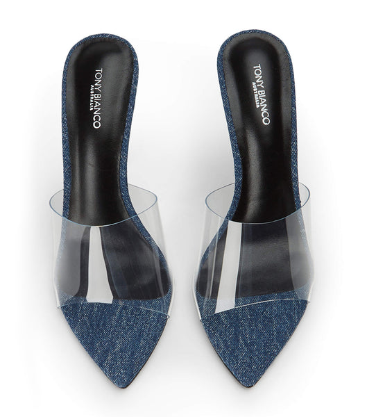 Tony Bianco Mylo Clear Vinylite/Blue Denim 10.5cm Event Heels Blue | MIEFT50112