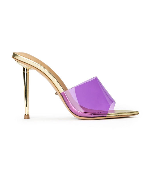 Tony Bianco Mylo Purple Vinylite/Gold 10.5cm Stiletto Heels Purple / Gold | EIEVG50421