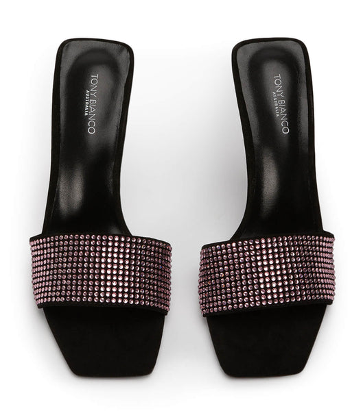 Tony Bianco Naomi Pink Crystal/Black Suede 10.5cm Event Heels Pink / Black | AIEDF64478