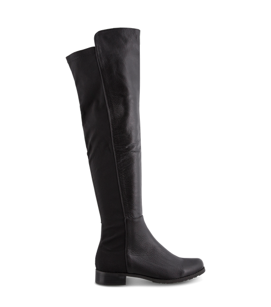 Tony Bianco Panache Black Luxe/Black Micro Stretch 3cm Flat Boots Black | IEIIZ35199