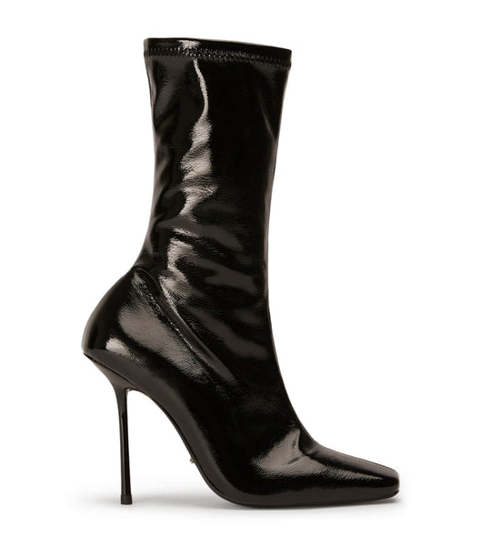 Tony Bianco Remie Black Crinkle Patent 10.5cm Stiletto Boots Black | LIETR74423