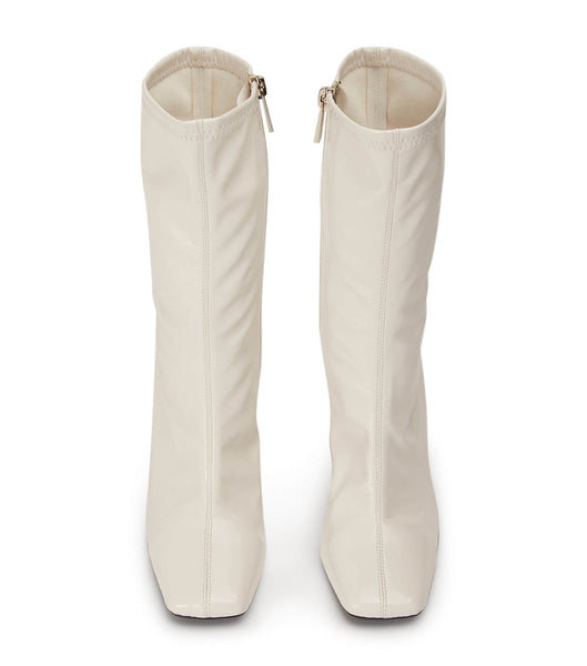 Tony Bianco Remie Ecru Crinkle Patent 10.5cm Heeled Boots White | IEICD96748