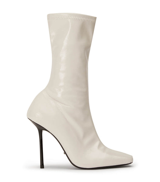 Tony Bianco Remie Ecru Crinkle Patent 10.5cm Stiletto Boots White | IEJBT14700