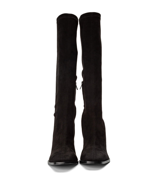 Tony Bianco Renae Black Stretch Suede 8.5cm Knee High Boots Black | AIEWC29473