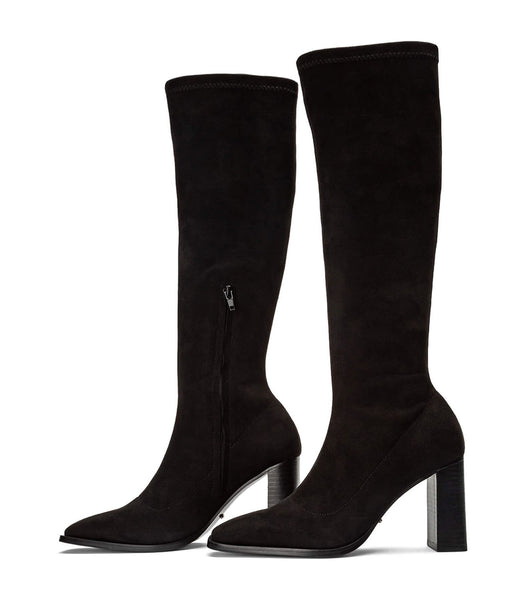 Tony Bianco Renae Black Stretch Suede 8.5cm Knee High Boots Black | AIEWC29473