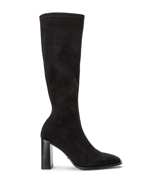 Tony Bianco Renae Black Stretch Suede 8.5cm Knee High Boots Black | AIEWC29473