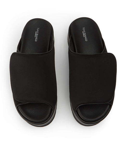 Tony Bianco Roxana Black Scuba 6cm Slides Black | IEEGJ17348