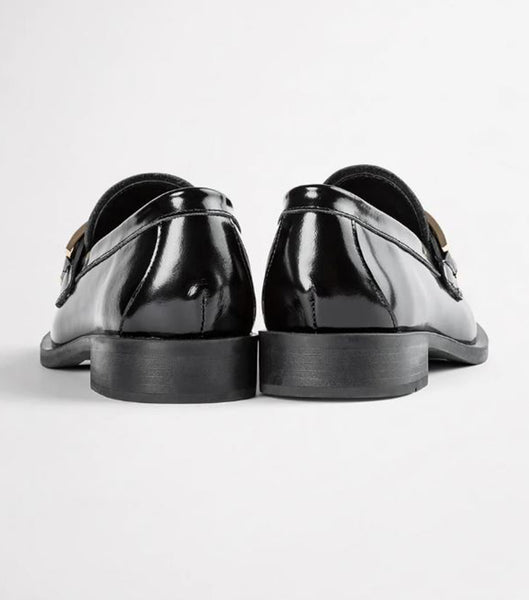 Tony Bianco Ruiz Black Hi Shine 2.5cm Loafers Black | AIEDF67563