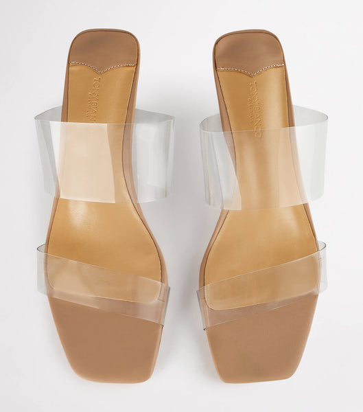 Tony Bianco Sabelle Clear Vynalite/Skin Capretto 6.5cm Low Heels Skin Color | IEQAV24991