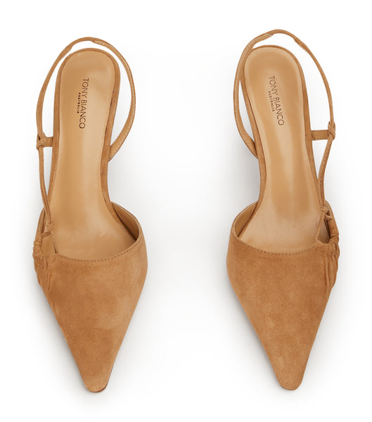 Tony Bianco Sakai Butterscotch Suede 8cm Low Heels Yellow | IEJBT87264