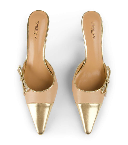 Tony Bianco Shirley Beech/Gold 8cm Low Heels Gold | ZIENQ71130