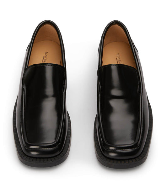 Tony Bianco Teddy Black Hi Shine 4cm Loafers Black | YIEVQ26476