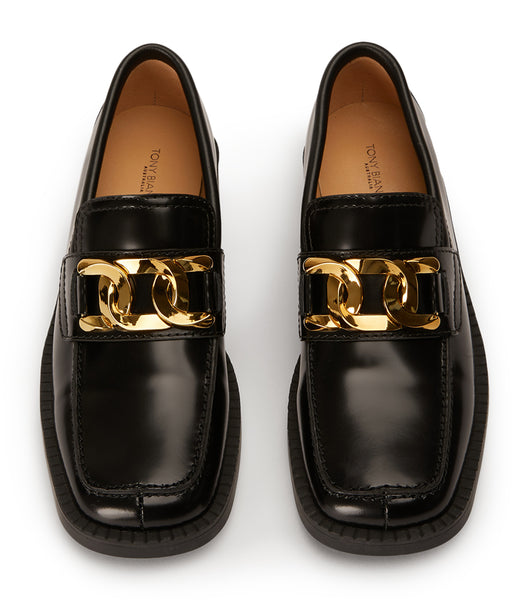 Tony Bianco Tia Black Hi Shine 4cm Loafers Black | IENEJ53655