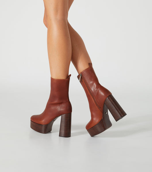 Tony Bianco Tyra Cognac 12cm Heeled Boots Brown | LIESX63259