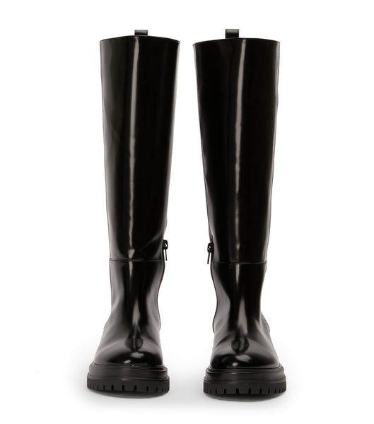 Tony Bianco Welly Black Hi Shine 4.5cm Knee High Boots Black | AIEWC40187