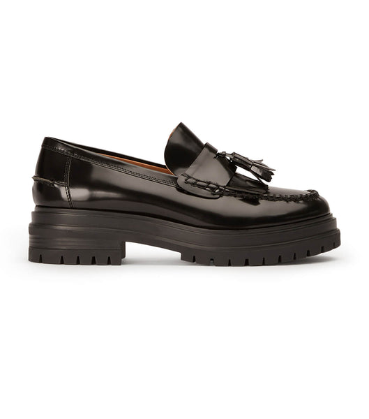 Tony Bianco Willow Black Hi Shine 4.5cm Loafers Black | GIEUC44998