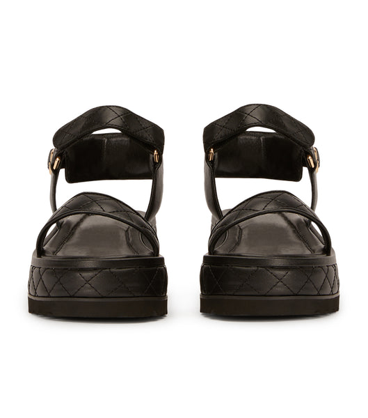 Tony Bianco Zahara Black Nappa 6cm Flat Sandals Black | IEXBR36232