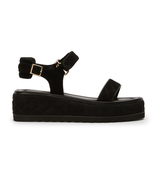 Tony Bianco Zahara Black Suede 6cm Flat Sandals Black | FIEUI72068