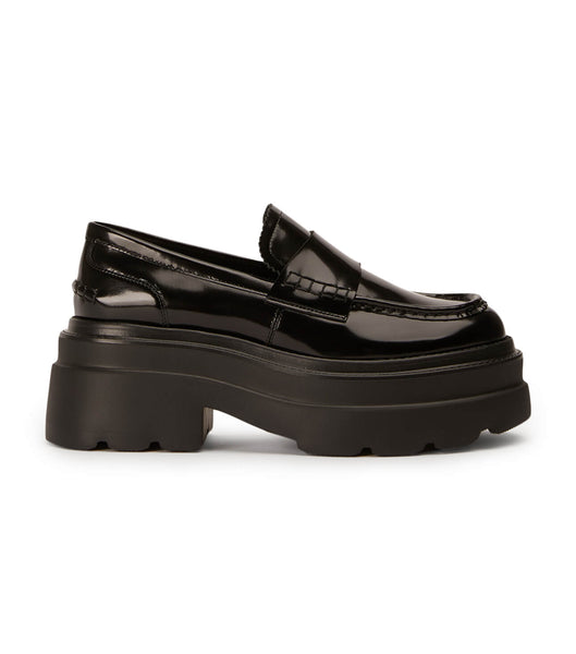 Tony Bianco Zomp Black Hi Shine 7.5cm Loafers Black | AIEDF87051