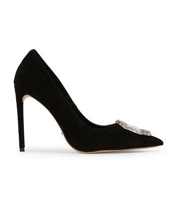 Tony Bianco Alison Black Suede 10.5cm Bling Heels Black | IEZDE30628