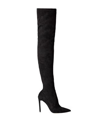 Tony Bianco Avah Black Stretch Suede 10.5cm Stiletto Boots Black | IEJVR86163