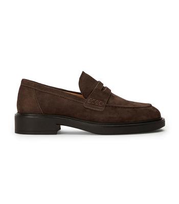 Tony Bianco Cherish Espresso Suede 4.5cm Loafers Chocolate | QIEUV71934