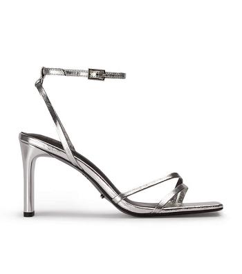 Tony Bianco Corso Silver Foil 8.5cm Block Heels Silver | DIEKV18518