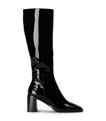 Tony Bianco Darby Black Patent 7.5cm Mid Calf Boots Black | IECIF39468