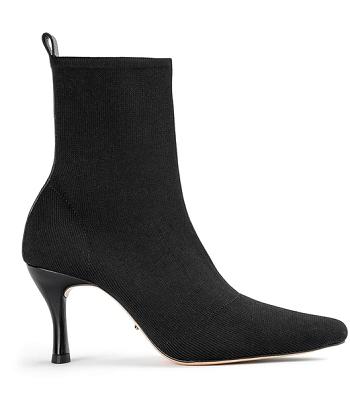 Tony Bianco Kossam Black Knit 8cm Ankle Boots Black | IEDYB95217