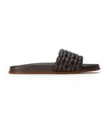 Tony Bianco Layton Chocolate Nappa Flat Sandals Chocolate | IEICD66919