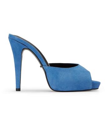 Tony Bianco Love Blue Suede 12cm Platform Shoes Blue | EIEVG22875