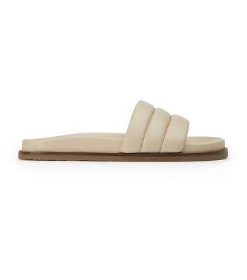 Tony Bianco Lucas Vanilla Nappa 1.5cm Flat Sandals Light Yellow | PIEER21466