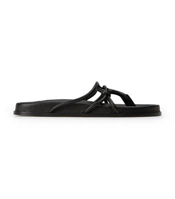 Tony Bianco Luelle Black Nappa Flat Sandals Black | UIETG45912