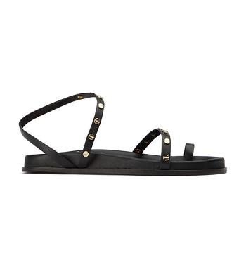 Tony Bianco Lyvia Black Flat Sandals Black | IEJZR81654