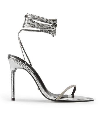 Tony Bianco Makai Silver Foil 10.5cm Bling Heels Silver | DIEKV12537