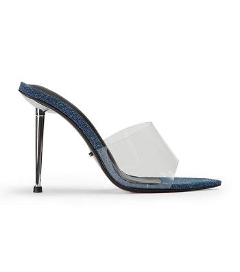 Tony Bianco Mylo Clear Vinylite/Blue Denim 10.5cm Stiletto Heels Blue | EIEHC57619