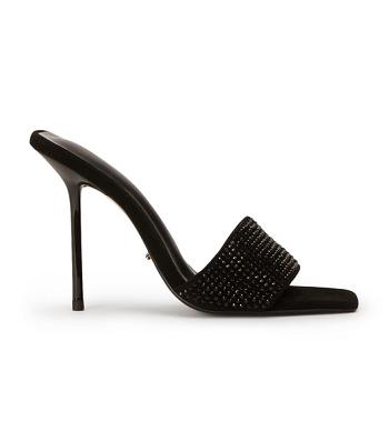 Tony Bianco Naomi Black Crystal/Black Suede 10.5cm Stiletto Heels Black | GIEEC89339