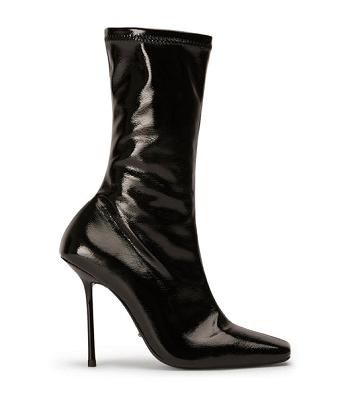 Tony Bianco Remie Black Crinkle Patent 10.5cm Ankle Boots Black | IEDFL19327