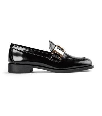 Tony Bianco Ruiz Black Hi Shine 2.5cm Loafers Black | AIEDF67563