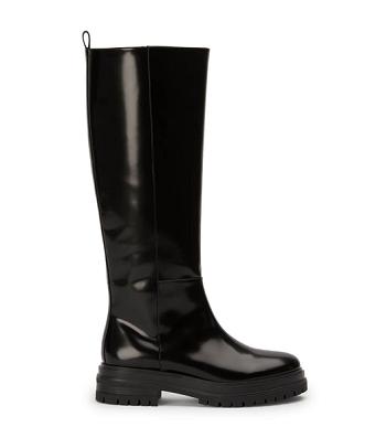 Tony Bianco Welly Black Hi Shine 4.5cm Knee High Boots Black | AIEWC40187